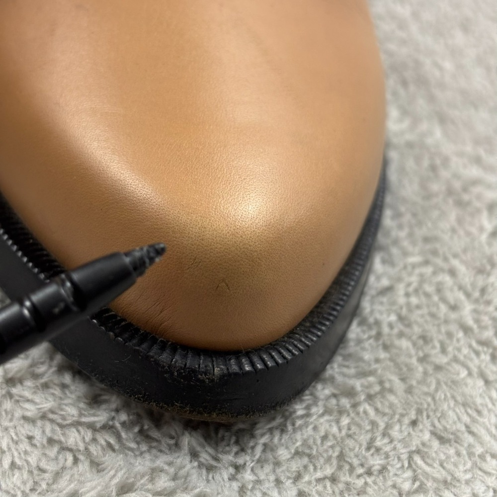 Legres Almond Toe Blush Leather Boot Women US 8.5/ EU 39 Beige Block Heel Luxury - Picture 7 of 13